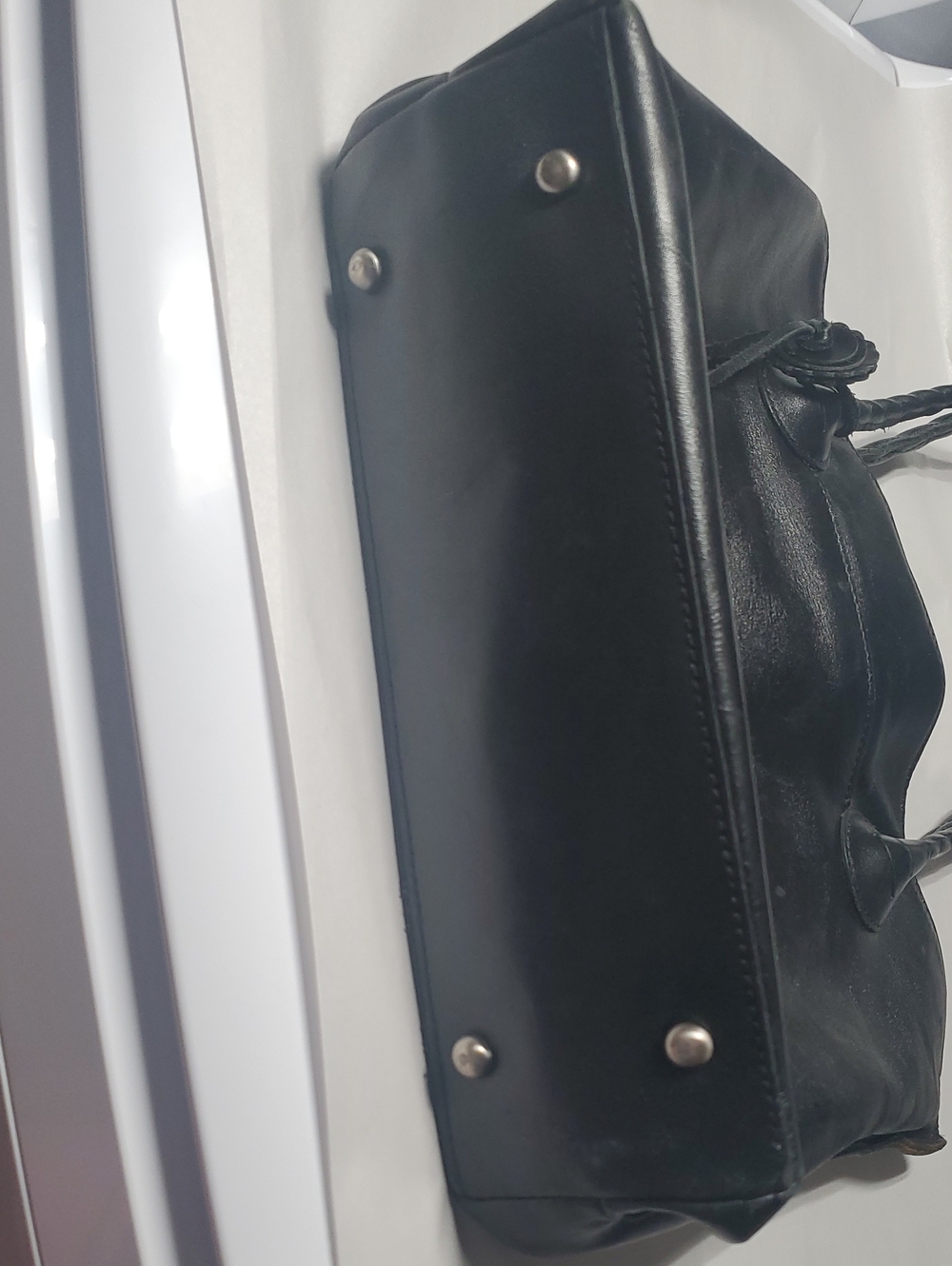 Patricia Nash Eastleigh Large Classic Black Leather Tote Bag Western Minimalist - Picture 7 of 16